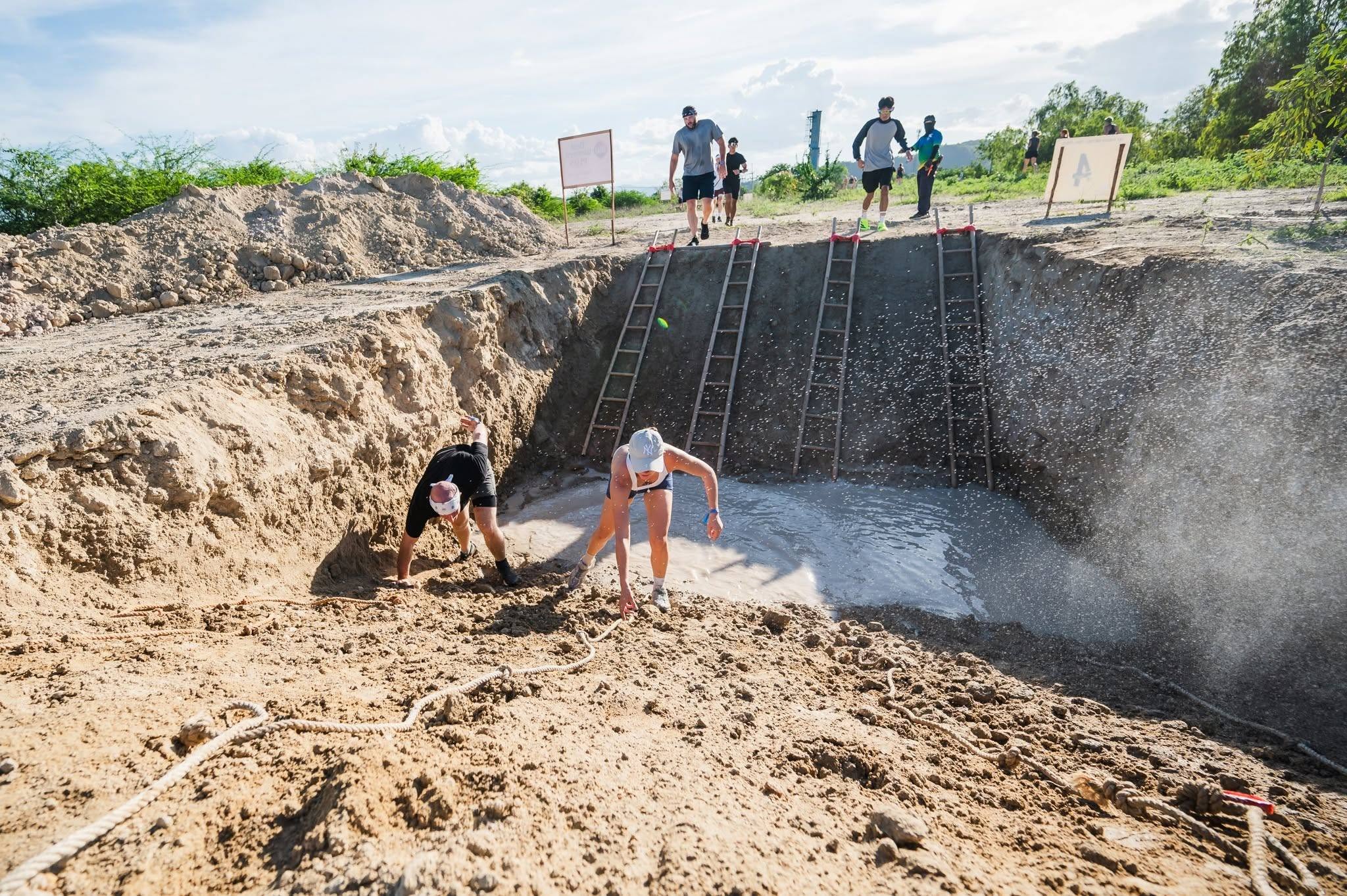 Racers tackling an obstacle on the Championship course